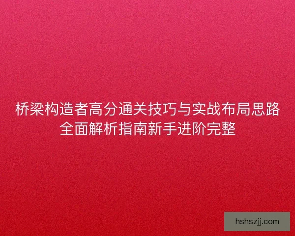 桥梁构造者高分通关技巧与实战布局思路全面解析指南新手进阶完整